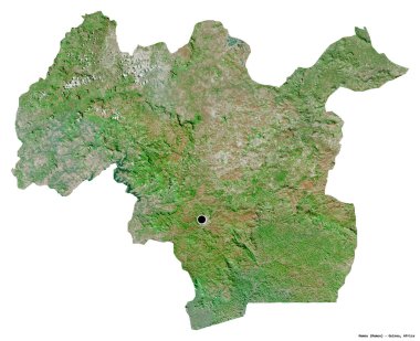 Mamou 'nun şekli, Gine bölgesi, başkenti beyaz arka planda izole edilmiş. Uydu görüntüleri. 3B görüntüleme