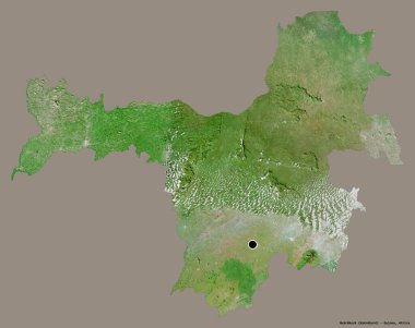 Gine 'nin başkenti Nzerekore' un katı renk arkaplanı ile izole edilmiş hali. Uydu görüntüleri. 3B görüntüleme