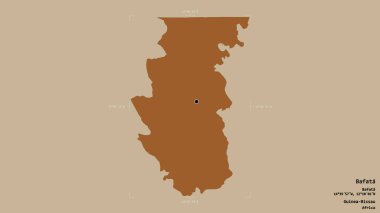 Bafata bölgesi, Gine-Bissau bölgesi, katı bir arka planda izole edilmiş bir sınır kutusunda. Etiketler. Desenli dokuların bileşimi. 3B görüntüleme