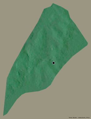 Bissau 'nun şekli, Gine-Bissau bölgesi, başkenti katı renk arkaplanı ile izole edilmiştir. Topografik yardım haritası. 3B görüntüleme