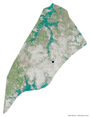 Bissau 'nun şekli, Gine-Bissau bölgesi, başkenti beyaz arka planda izole edilmiş. Uydu görüntüleri. 3B görüntüleme