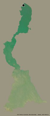 Doğu Berbice-Corentyne 'nin şekli, Guyana bölgesinin başkenti, katı bir renk arkaplanı ile izole edilmiştir. Topografik yardım haritası. 3B görüntüleme