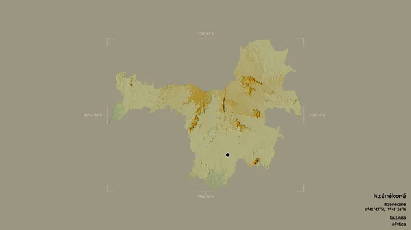 Zona Nzerekore Región Guinea Aislada Sobre Fondo Sólido Una Caja — Foto de Stock