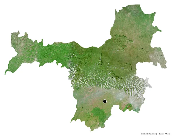 Forme Nzerekore Région Guinée Avec Capitale Isolée Sur Fond Blanc — Photo