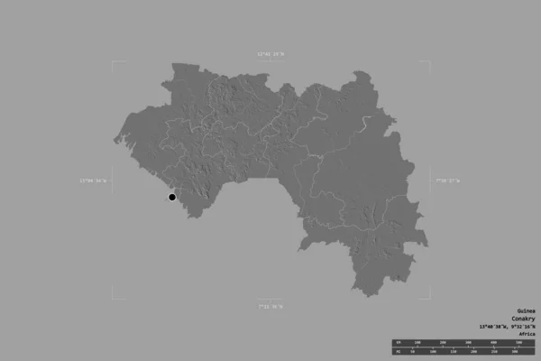 Περιοχή Της Γουινέας Απομονωμένη Στέρεο Υπόβαθρο Ένα Γεωγραφικό Πλαίσιο Οριοθέτησης — Φωτογραφία Αρχείου