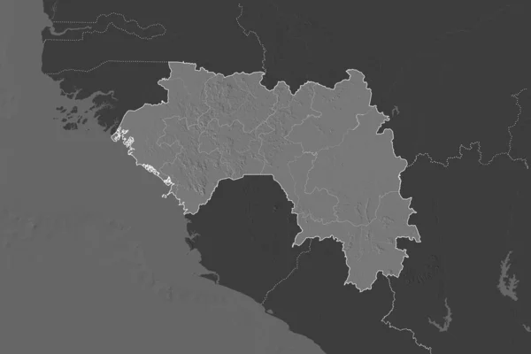 Gestalt Guineas Getrennt Durch Die Entwässerung Benachbarter Gebiete Grenzen Karte — Stockfoto