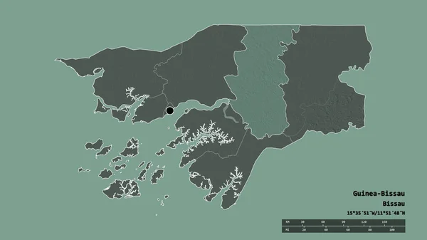 Bissau Guinea Kiszáradt Alakja Fővárosával Regionális Körzetével Szétválasztott Bafata Területtel — Stock Fotó