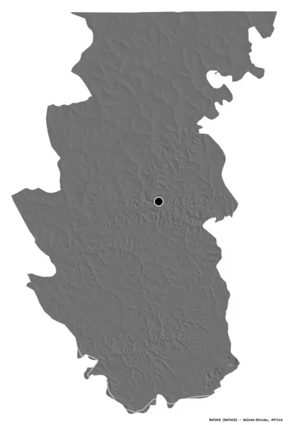 ギニアビサウ地方のバファタの形で 首都は白い背景に孤立しています 標高マップ 3Dレンダリング — ストック写真