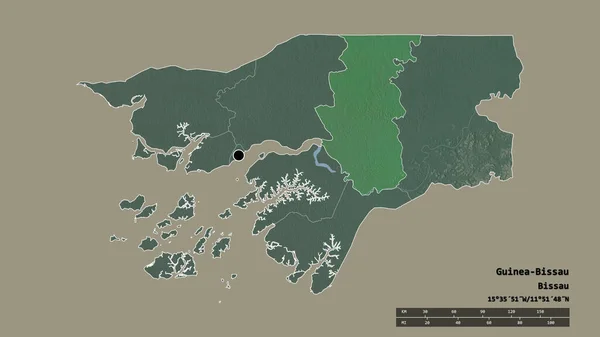 Forma Desnaturalizada Guinea Bissau Con Capital División Regional Principal Zona — Foto de Stock