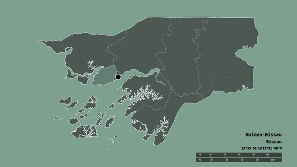 Vyprahlý Tvar Guineje Bissau Hlavním Městem Hlavní Regionální Divizí Oddělenou — Stock fotografie