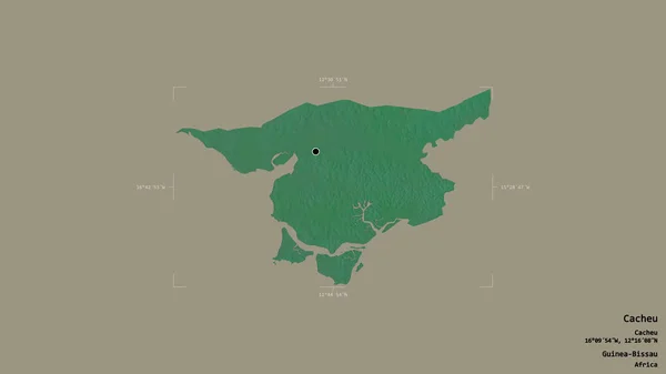 Район Качеу Область Гвинея Бисау Изолирован Твёрдом Фоне Геометрической Ограничивающей — стоковое фото