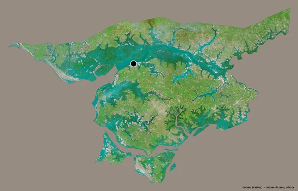 Σχήμα Cacheu Περιοχή Της Γουινέας Μπισάου Την Πρωτεύουσά Της Απομονωμένη — Φωτογραφία Αρχείου