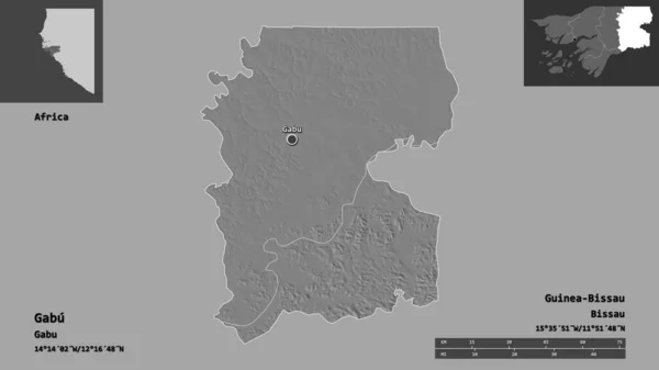 Форма Габу Регіон Гвінея Бісау Його Столиця Масштаб Відстаней Превью — стокове фото