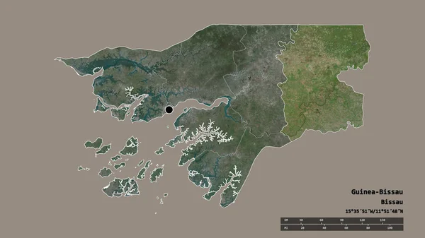 Forme Désaturée Guinée Bissau Avec Capitale Principale Division Régionale Région — Photo