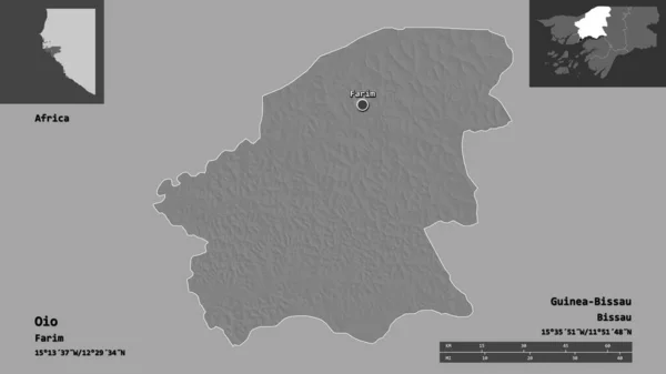 Form Von Oio Region Guinea Bissau Und Seiner Hauptstadt Entfernungsskala — Stockfoto