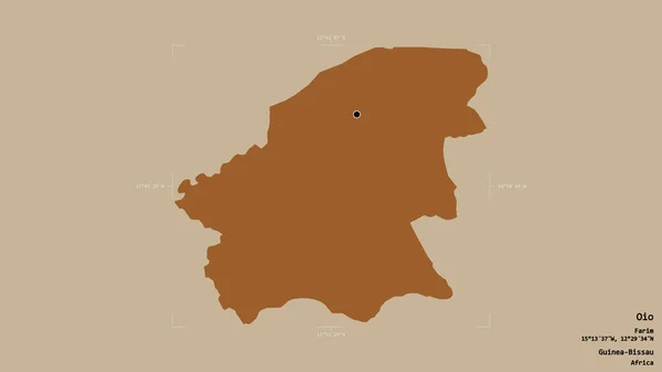 几内亚比绍奥约地区 在一个地理参照框的坚实背景上被隔离 图形纹理的组成 3D渲染 — 图库照片