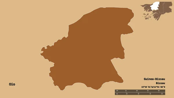Form Oio Regionen Guinea Bissau Med Dess Huvudstad Isolerad Solid — Stockfoto