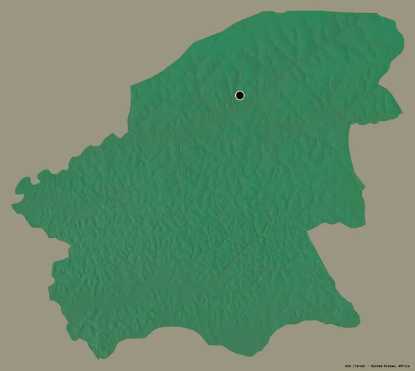 几内亚比绍奥约地区的形状 其首都以纯色背景隔离 地形浮雕图 3D渲染 — 图库照片