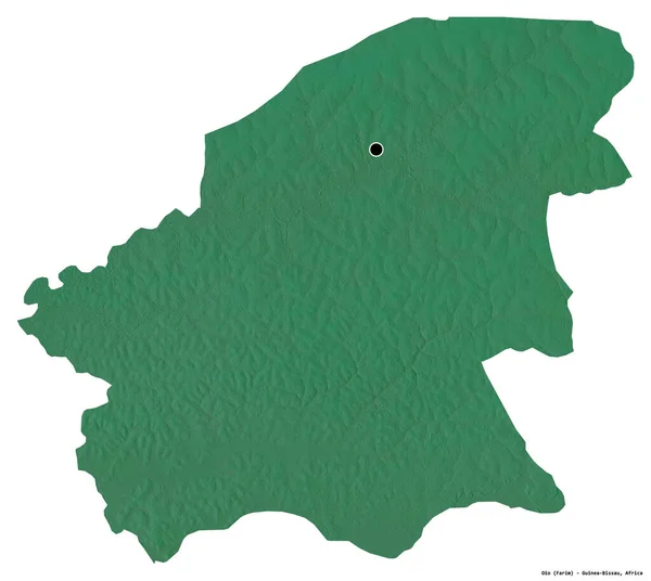 Form Oio Regionen Guinea Bissau Med Dess Huvudstad Isolerad Vit — Stockfoto