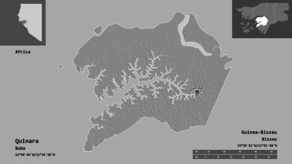 Forma Quinara Região Guiné Bissau Sua Capital Escala Distância Previews — Fotografia de Stock