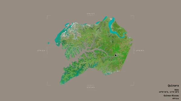 几内亚比绍奎纳拉地区 在一个地理参照框的坚实背景下被隔离 卫星图像 3D渲染 — 图库照片