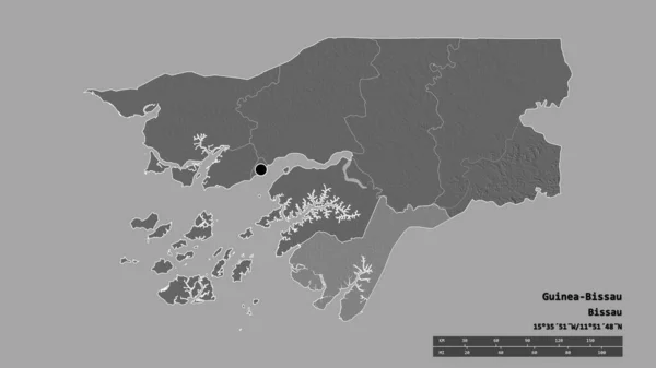 수도인 기니비사우와 톰발리 지역의 형태였다 라벨이요 렌더링 — 스톡 사진