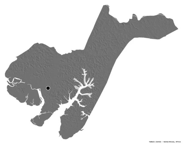 Форма Томбали Область Гвинея Бисау Столицей Изолированной Белом Фоне Карта — стоковое фото