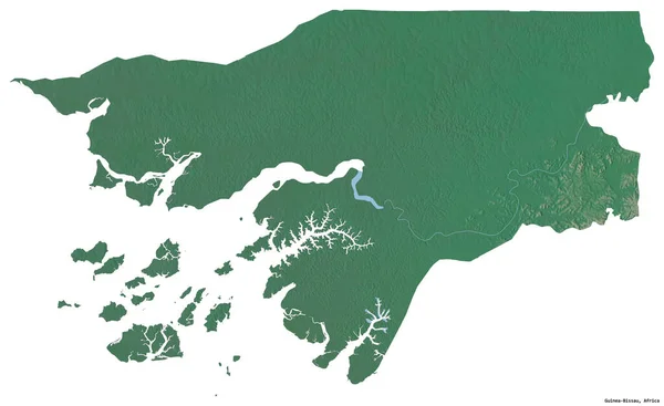 Форма Гвинеи Бисау Столицей Изолирована Белом Фоне Топографическая Карта Рельефа — стоковое фото