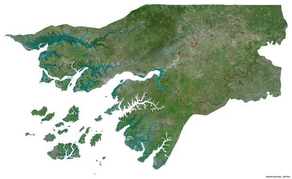ギニアビサウの形で 首都は白い背景に孤立しています 衛星画像 3Dレンダリング — ストック写真