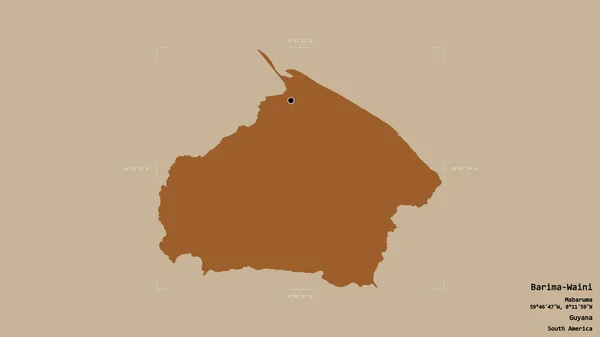 圭亚那区域的Barima Waini地区 在一个地理参照框的坚实背景下被隔离 图形纹理的组成 3D渲染 — 图库照片