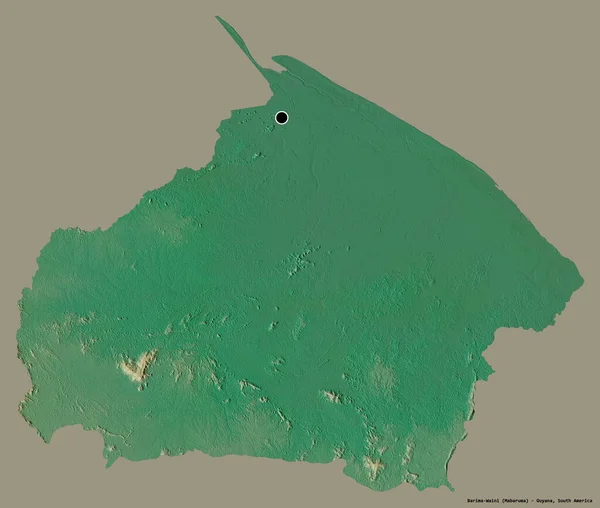 Forma Barima Waini Região Guiana Com Sua Capital Isolada Fundo — Fotografia de Stock