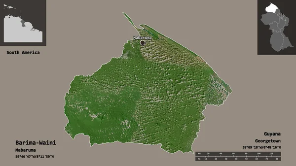 Форма Барима Вайни Регион Гайаны Столица Шкала Расстояний Предварительные Просмотры — стоковое фото