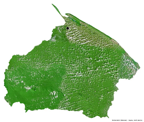 圭亚那地区Barima Waini的形状 其首都因白人背景而孤立 卫星图像 3D渲染 — 图库照片