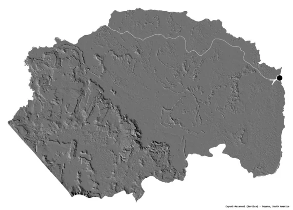 Forma Cuyuni Mazaruni Región Guyana Con Capital Aislada Sobre Fondo —  Fotos de Stock