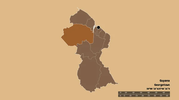Αποκατεστημένο Σχήμα Της Γουιάνας Πρωτεύουσα Κύρια Περιφερειακή Διαίρεση Και Ξεχωριστή — Φωτογραφία Αρχείου