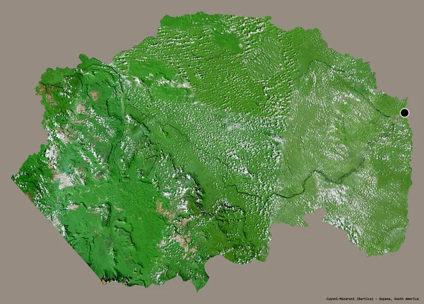 ガイアナの地方 クユニ マザルーニの形で その首都はしっかりとした色背景に隔離されています 衛星画像 3Dレンダリング — ストック写真