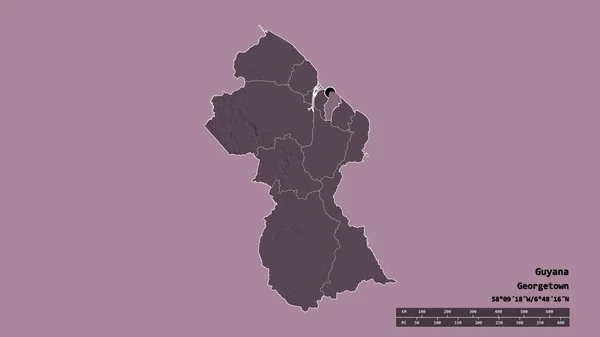 Forma Desnaturalizada Guyana Con Capital División Regional Principal Zona Separada —  Fotos de Stock