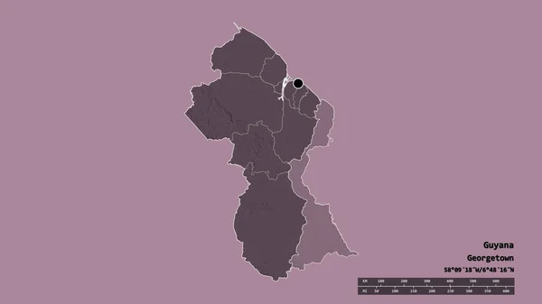 Vyprahlý Tvar Guyany Hlavním Městem Hlavní Regionální Divizí Oddělenou Oblastí — Stock fotografie