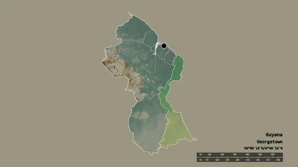 Forma Desnaturalizada Guyana Con Capital División Regional Principal Zona Separada —  Fotos de Stock