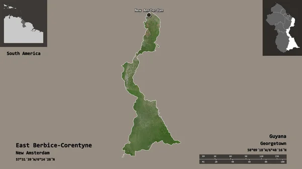 Форма Восточного Бербис Корентина Регион Гайаны Столица Шкала Расстояний Предварительные — стоковое фото