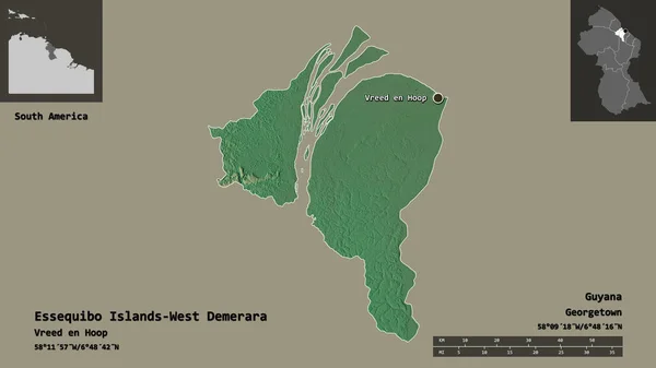 Forma Das Ilhas Essequibo Demerara Ocidental Região Guiana Sua Capital — Fotografia de Stock