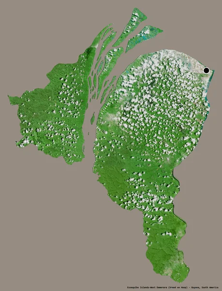 埃塞普利博群岛的形状 圭亚那区域的西德梅拉拉岛 其首都在一个坚实的色彩背景上孤立 卫星图像 3D渲染 — 图库照片