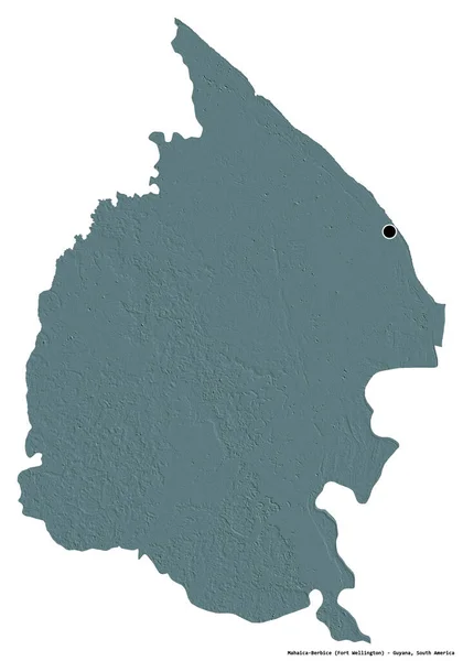 가이아나 지역에 비체의 형상이며 수도는 배경에 고립되어 지형도 렌더링 — 스톡 사진