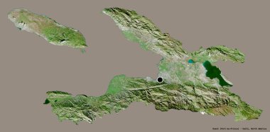 Ouest 'in şekli, Haiti Bölümü, sermayesi koyu renk arka planda izole edilmiş. Uydu görüntüleri. 3B görüntüleme