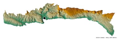 Sud-Est 'in şekli, Haiti Bölümü, başkenti beyaz arka planda izole edilmiş. Topografik yardım haritası. 3B görüntüleme