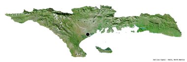 Sud 'un şekli, Haiti Bölümü, başkenti beyaz arka planda izole edilmiş. Uydu görüntüleri. 3B görüntüleme