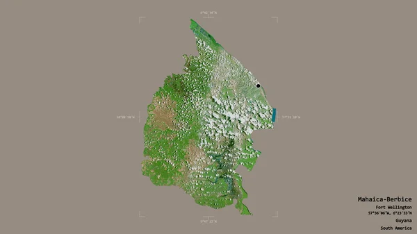 圭亚那区域Mahaica Berbice的一个地区 在一个地理参照框的坚实背景下被隔离 卫星图像 3D渲染 — 图库照片