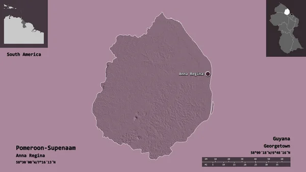 Form Pomeroon Supenaam Regionen Guyana Och Dess Huvudstad Avståndsskala Förhandsvisningar — Stockfoto