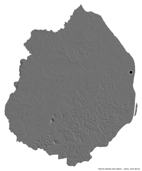 Forma Pomeroon Supenaam Región Guyana Con Capital Aislada Sobre Fondo — Foto de Stock