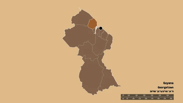 Forma Desnaturalizada Guyana Con Capital División Regional Principal Zona Separada —  Fotos de Stock